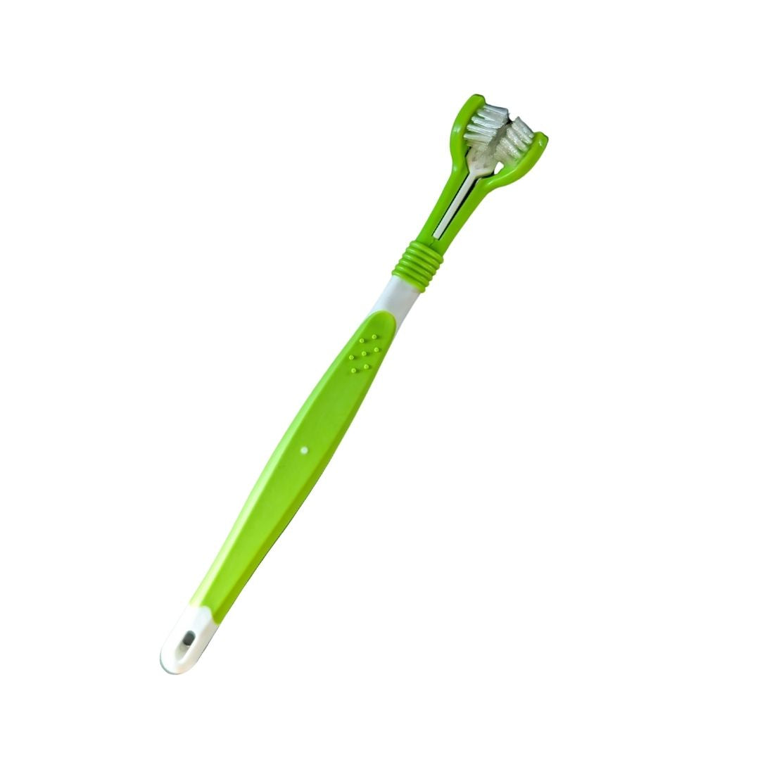 3-zijdige tandenborstel voor hond en kat. Reinigt tanden rondom in één beweging voor snelle, grondige en stressarme mondverzorging.