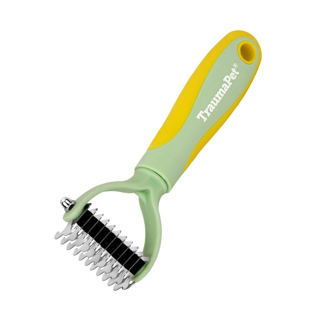 Tweezijdige ondervachtkam voor hond en kat: verwijdert losse ondervacht en ontklit de vacht op een zachte en effectieve manier.