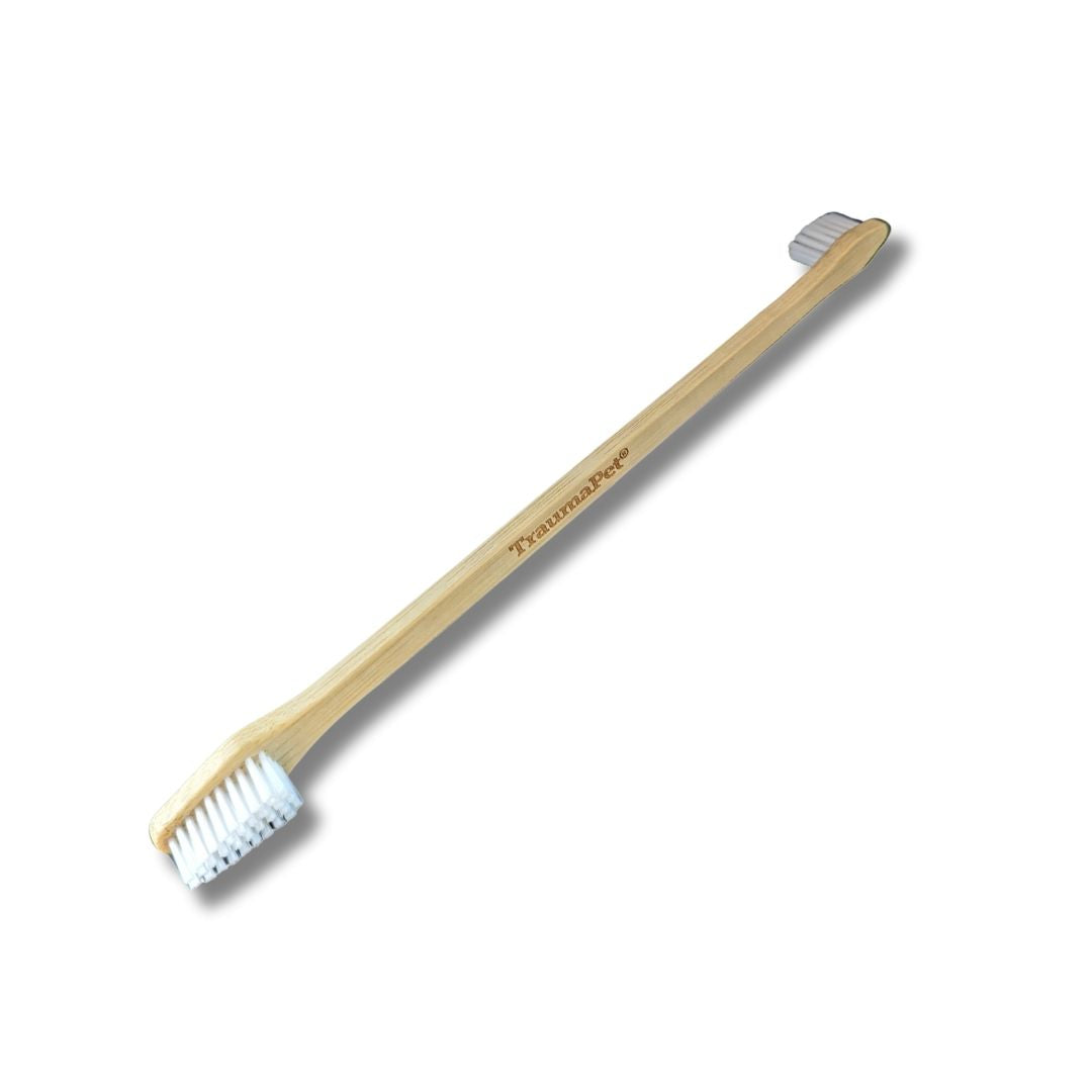 Bamboe dubbelzijdige tandenborstel voor hond en kat: duurzame en zachte reiniging van tanden en tandvlees voor dagelijkse mondverzorging.
